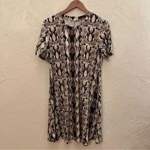 Source Unknown Snake Print Midi Dress - Black and Tan